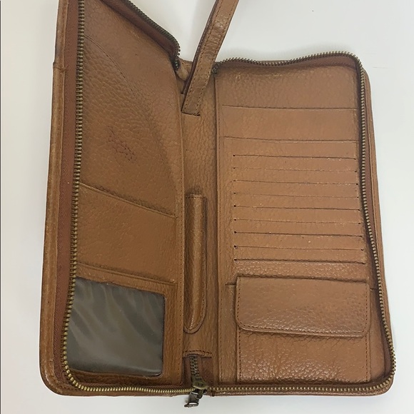 Brown Italian Leather | Business Office Zipper Portfolio Case | Binder Clutch - Picture 3 of 10